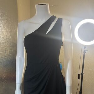 Asymmetric One-Shoulder Black Evening Dress